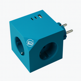 Regleta de enchufe múltiple tipo cubo,  3680W  2 puertos USB-C, USB-A, 3 tomas Schuko, verde.