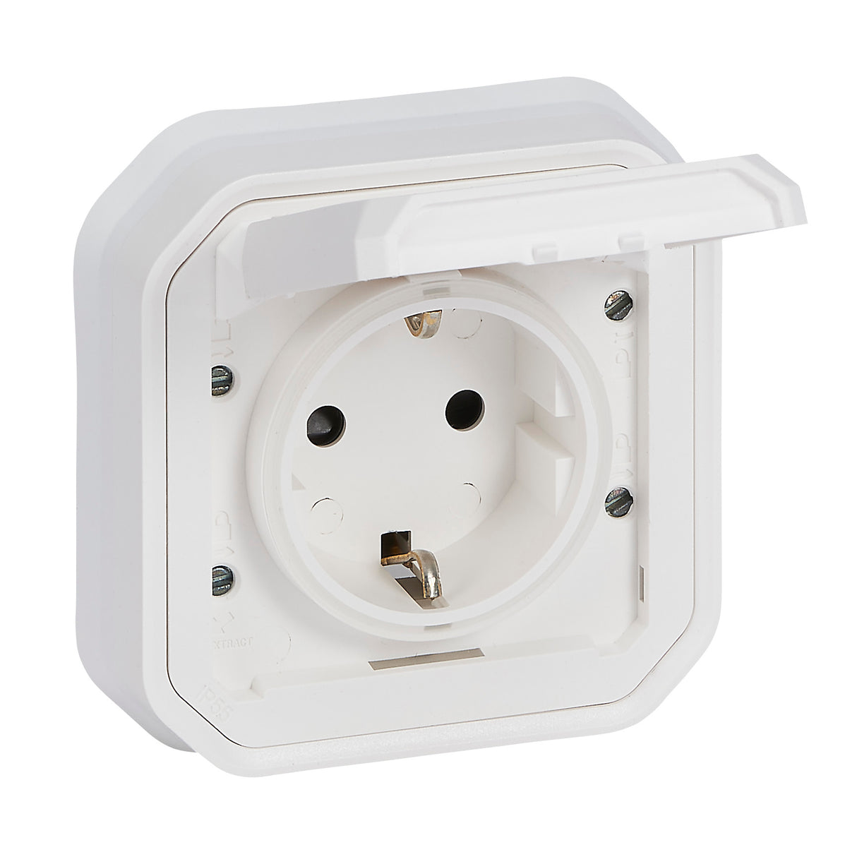 Base de corriente Plexo monobloc empotrar IP55 -16A-2P+T-borne torn-Blanco