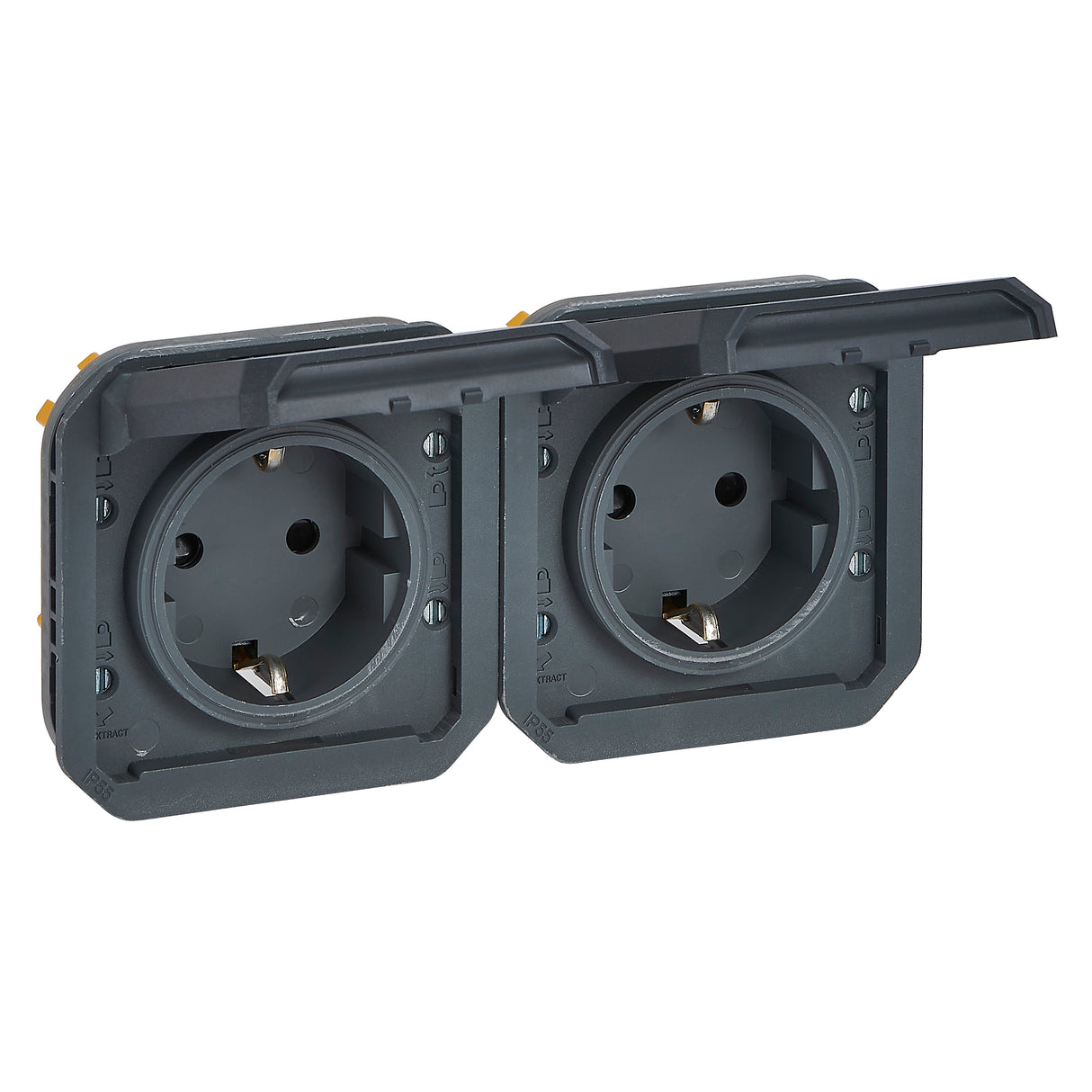 Base de corriente precableada Plexo modular H IP55 -2x2P-borne auto-Antracita