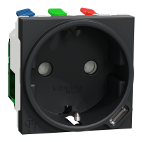 Enchufe con USB tipo C, 2 módulos 10,5W